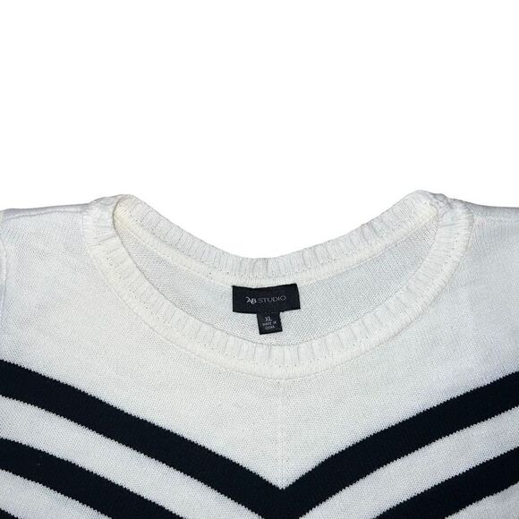 AB STUDIO Black & White Striped Knit Sweater Size XL - Picture 3 of 7